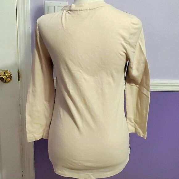 J Crew Factory Cream & Black Boho Floral Embroidered Fitted Knit Sweater - Picture 6 of 9